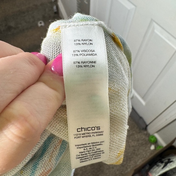 CHICOS‎ Watercolor Paisley Corey Cardigan Lightweight Size 2 (medium) Summer - Picture 6 of 6